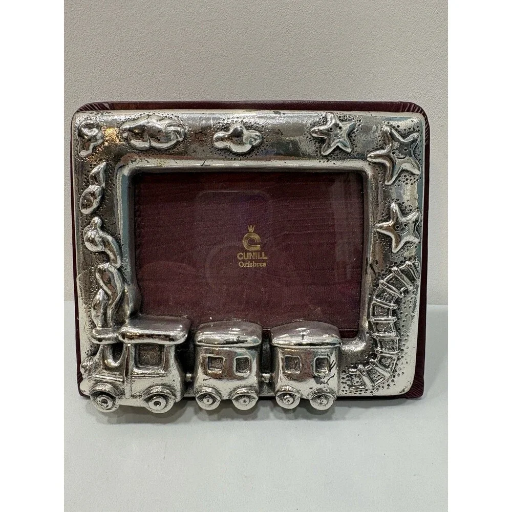 Cunill OrFebres Silver  Photo Frame Trains Stars Clouds Heavy!!! 4x6 Baby Shower
